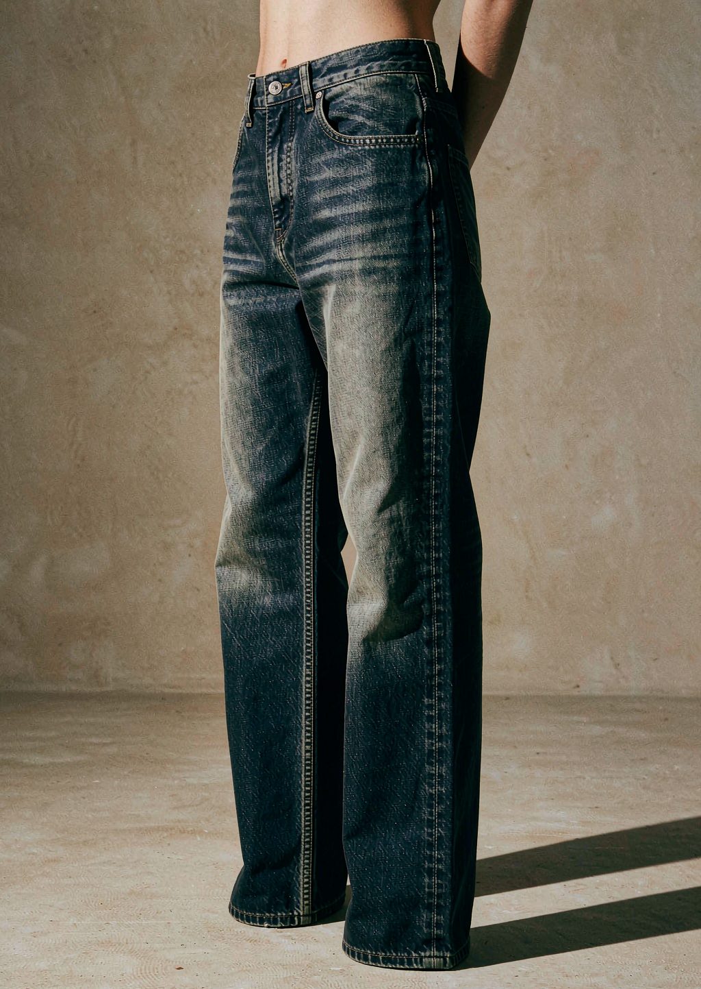 Washed selvedge denim jeans