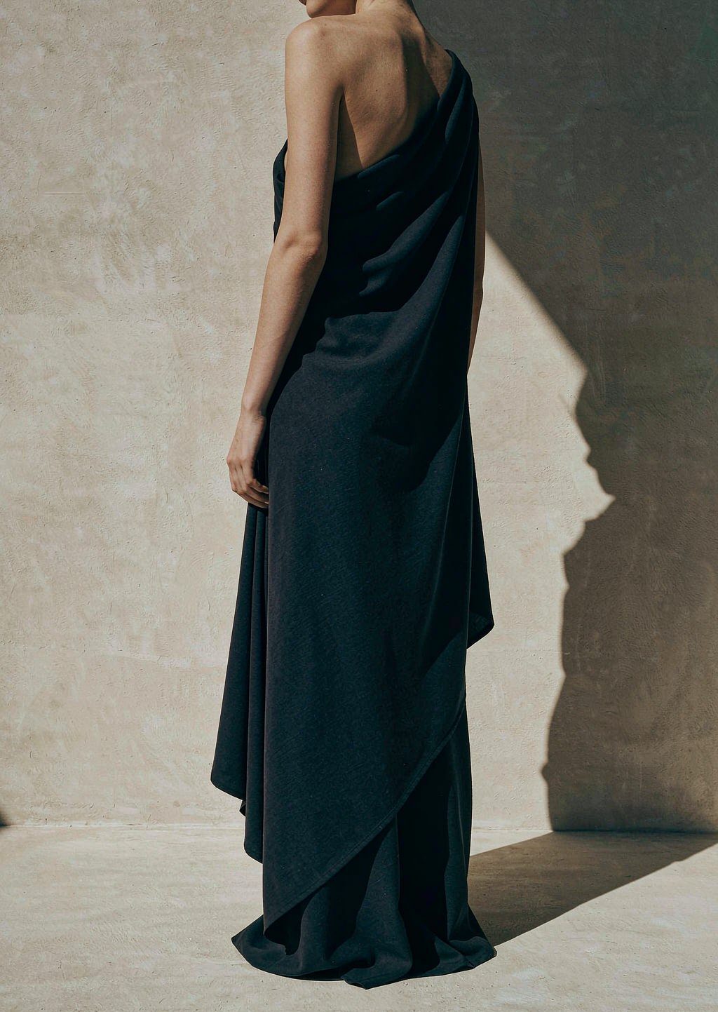 Bias-cut midi dress in ink navy